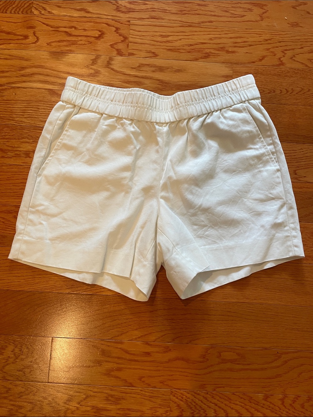 J. Crew White High-Waist Elastic Shorts - 100% Cotton